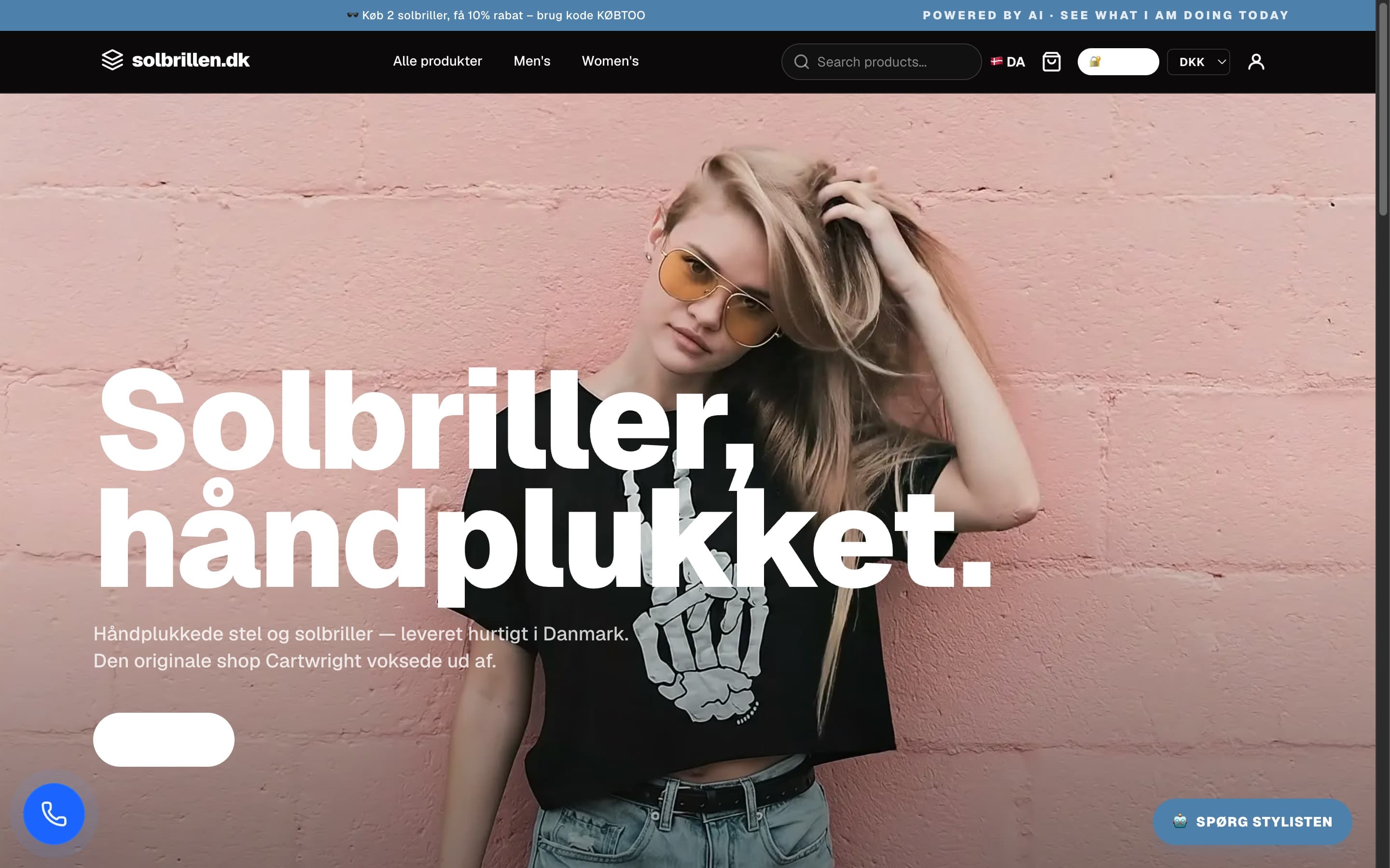 Solbrillen.dk homepage