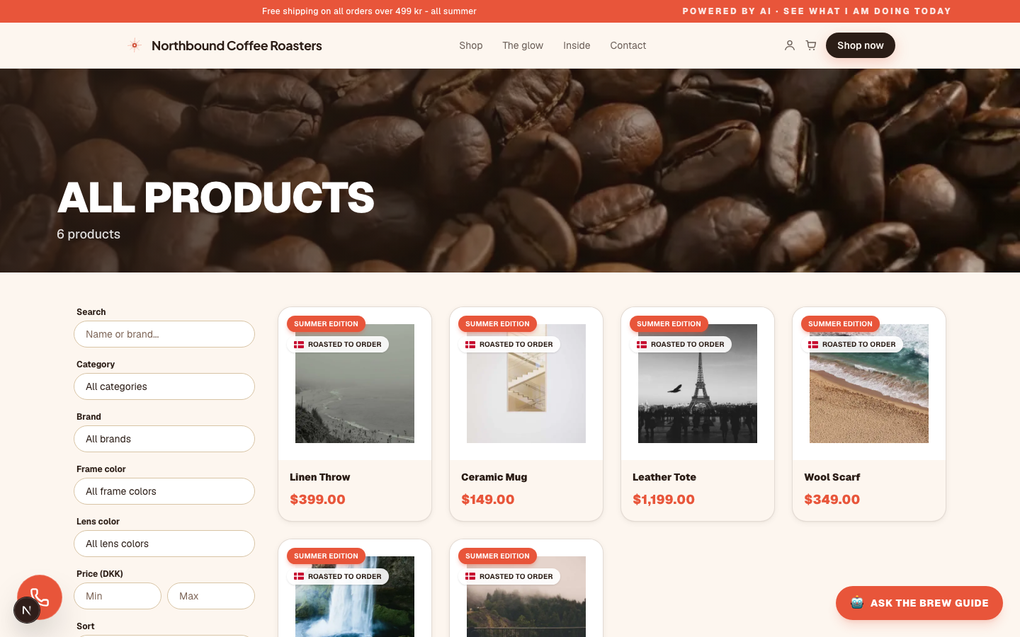 Product listing rendered inside the same design's chrome